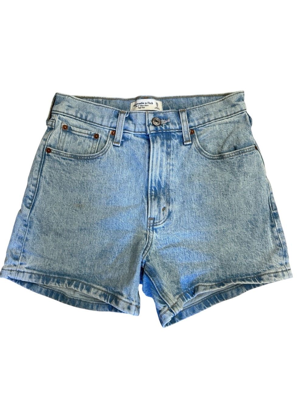 Abercrombie & Fitch 4" Mom Jean Short High Rise Light Wash Blue Y2K Size 0/25 - Picture 2 of 5